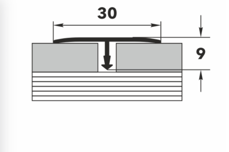 Т 30-1.2700.R173 Т-образный порог 30 мм, алюминий ламинированный, цвет дуб выбеленный, длина 2700 мм